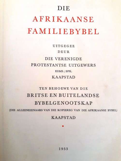 Groot Afrikaanse Familie Bybel, oorspronklike 1953 uitgawe