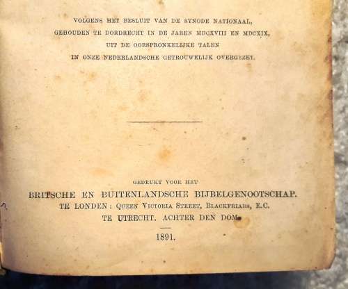 Antique 1891 Dutch Staten Generaal Bijbel