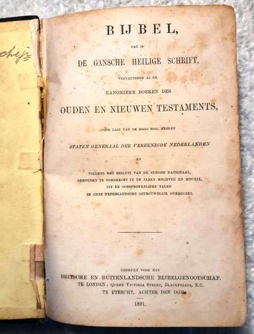 Antique 1891 Dutch Staten Generaal Bijbel