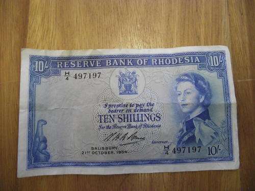 RHODESIA 1964 RARE 10 SHILLING NOTE