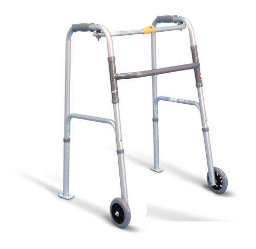 FOLDING WALKER 1 BUTTON WITH FRONT WHEELS