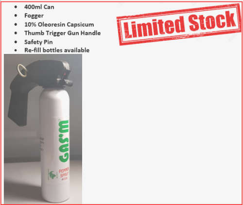 Riot Pepper spray 400mls with Pistol Grip Gas M