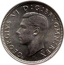 Sixpence 1950 UK George VI . Circulated