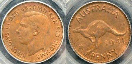 World War II Era coin . Australia, 1941 Melbourne Penny - Scarcer date. Circulated