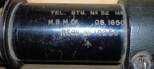 WW II RIFLE SCOPE STAMPED HBM & CO. NO.32 MK II with MOUNTING BRACKET.