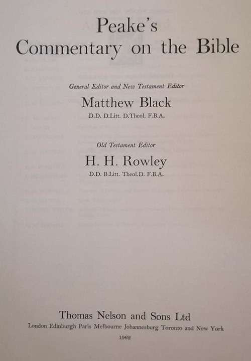 Peake's commentary on the Bible. Hardcover. First Edition. 1962