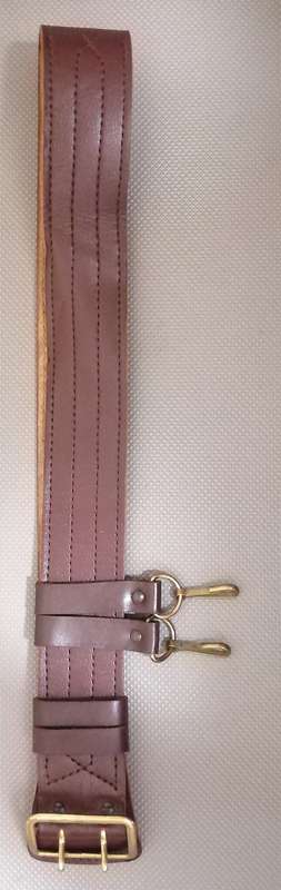 Vintage Soviet Military Genuine Leather Belt with Brass Buckle. 101cm Length x 5cm Width.