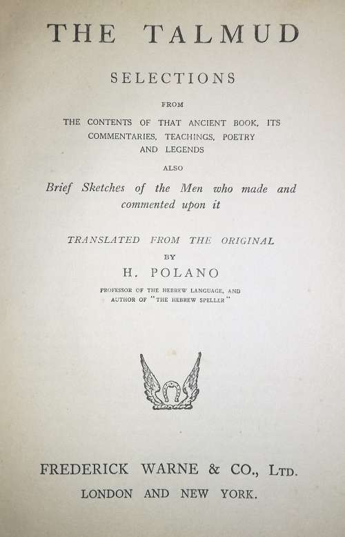 The Talmud, Polano`s Translation Undated, Hardcover Good condition