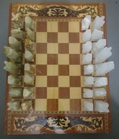 Vintage Handcrafted wooden Italian Chess Table Top ONLY and 2 FREE Books