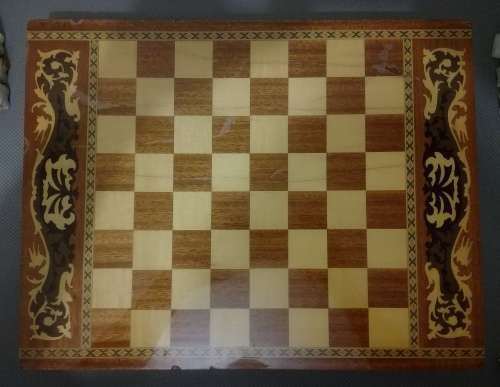 Vintage Handcrafted wooden Italian Chess Table Top ONLY and 2 FREE Books