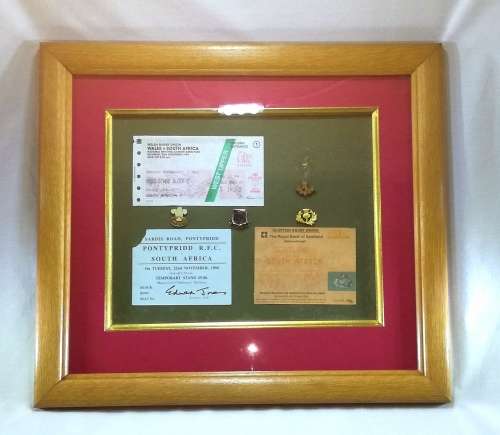 Framed behind glass Rugby Memorabilia 1994 South Africa rugby union tour of Britain and Ireland