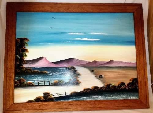 Beautiful Landscape Oil on Board by S. Gabriel. 68cm x 53cm with Frame.