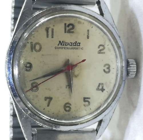 1970`s VINTAGE SWISS MADE `NIVADA` COMPENSAMATIC 21 JEWELS WATCH