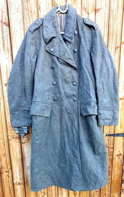 WW2 Swedish Wool Great Coat Grey in Large. Marked 1943