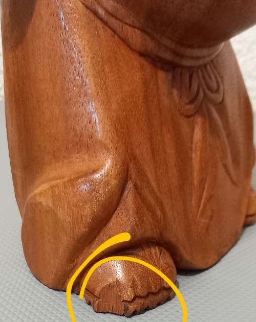 Beautiful Handcarved Oak Wood Buddha Statue. 32cm Tall