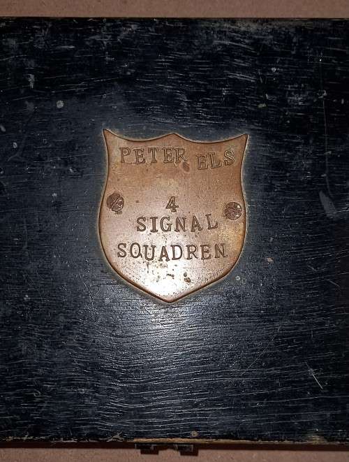 SADF 4 Signals Squadron Wooden Box. 35cm x 17cm x 11cm
