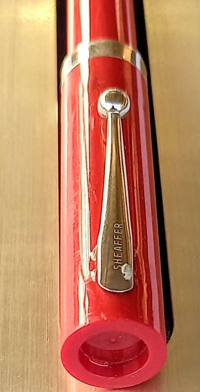 Red and Silver Sheaffer Fountain Pen with 2 extra Nibs and 5 Refills