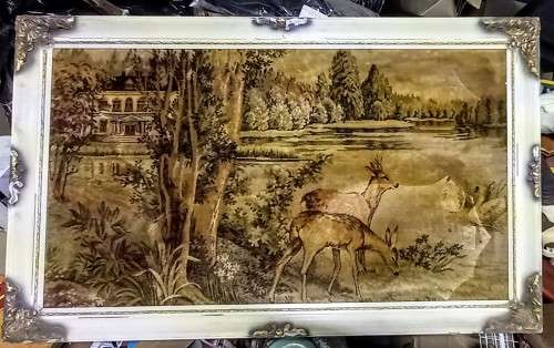 Very nice Framed Material Nature Scene. 1.18 meter x 72cm