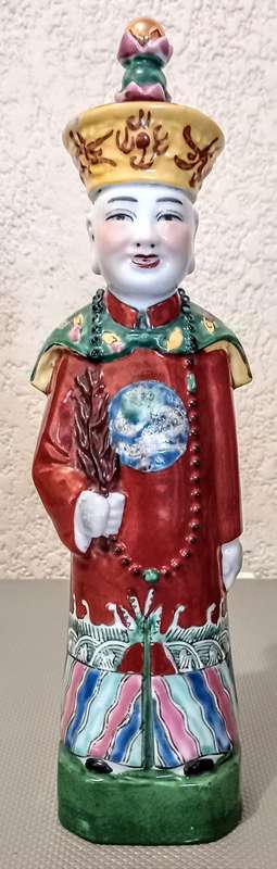 Antique Chinese Porcelain Figure, Etched Markings. 31cm Tall
