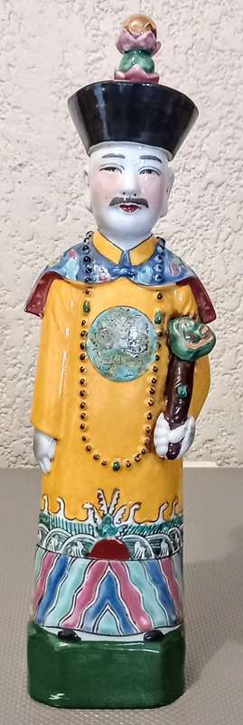 Antique Chinese Porcelain Figure, Etched Markings. 31cm Tall