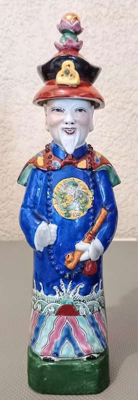 Antique Chinese Porcelain Figure, Etched Markings. 31cm Tall