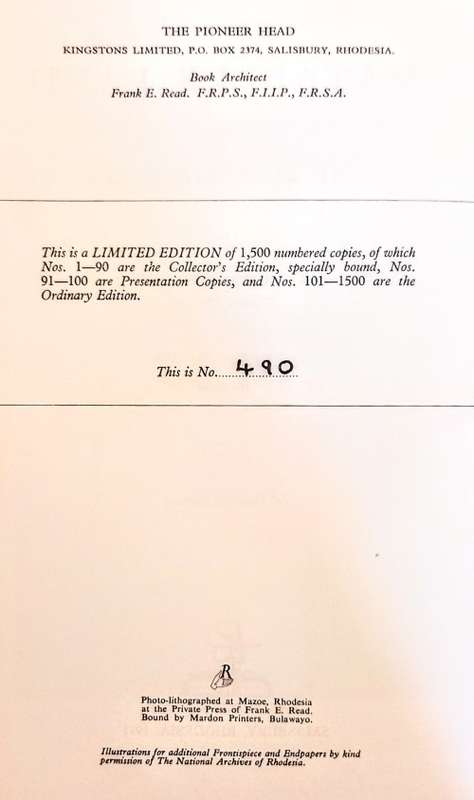 Matabeleland and the Victoria Falls. Limited Edition. Reprint 1971. Hardcover