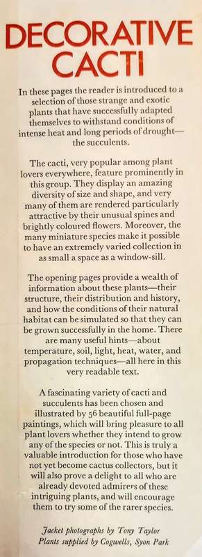 Decorative Cacti. A Guide to Succulent House Plants. Hardcover. 1971
