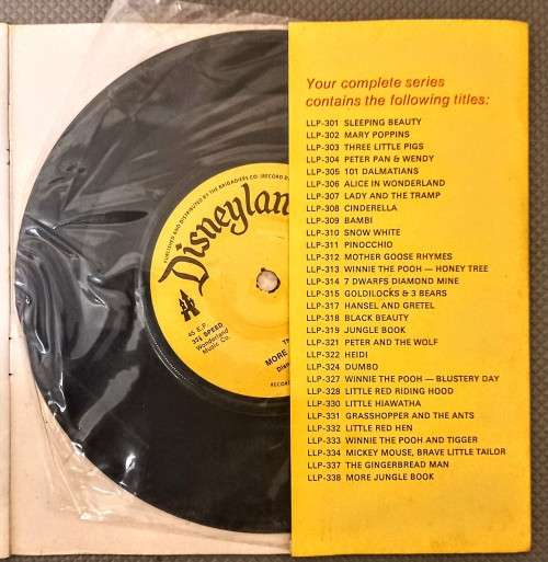 An Original 1970 Disneyland 24 Page Book and Record. More Jungle Book Adventures