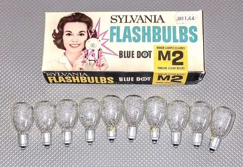 Sylvania Unused Blue Dot Camera Flashbulbs x 10 in Box