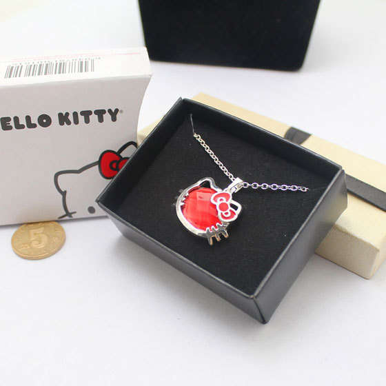 HELLO KITTY PENDANT NECKLACE WITH IMITATION RED RUBY & GIFT BOX - SANRIO PRODUCT