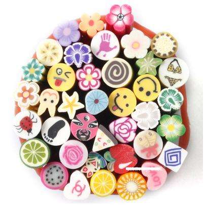50pcs Nail Art 3D Fimo Cane Rod Sticker