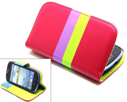 Rose,Purple & Green Rainbow Deluxe Leather Flip Case Cover For Samsung Galaxy SIII Mini i8190