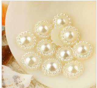 10 PCS PLASTIC FANCY PEARLY PEARL 12 mm FLATBACK EMBELLISHMENTS