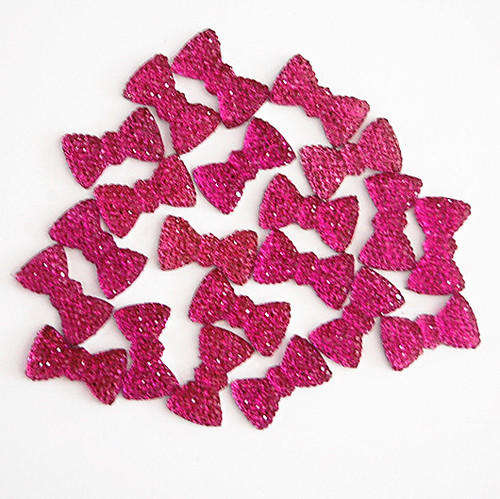 2 PCS RESIN BOW FLAT BACK EMBELLISHMENTS FOR ARTS & CRAFTS - BRIGHT NEON PINK 12*20mm