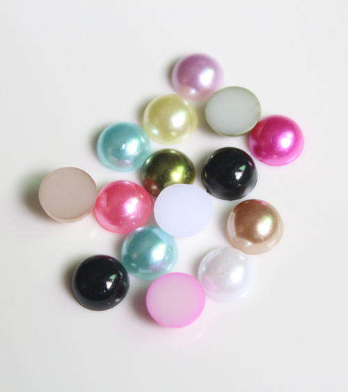 50 PCS 4 MM HALF PEARL FLAT BACK EMBELLISHMENTS FOR ARTS & CRAFTS - MIXED