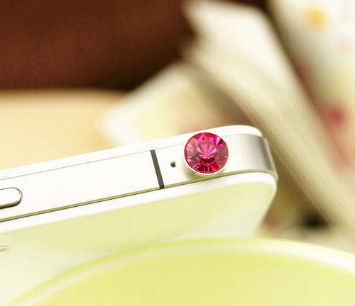 CRYSTAL "BLING" EARPHONE ANTI DUST PLUG FOR IPHONE 4S 4G 3GS 3G ,iPad 1 2 3, iPod - RED