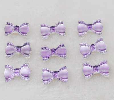 5 PCS RESIN BOW FLAT BACK EMBELLISHMENTS FOR ARTS & CRAFTS - PURPLE 14*20mm