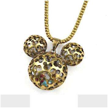 MICKEY CUTOUT NECKLACE WITH BEADS INSIDE