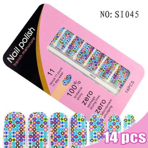 14 x NAIL ART STICKER ACRYLIC WRAPS DECORATION TIPS DECALS - BLUE