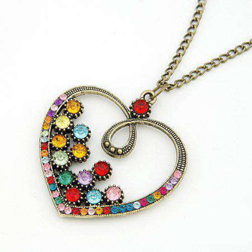 VINTAGE HEART WITH COLOR RHINESTONES