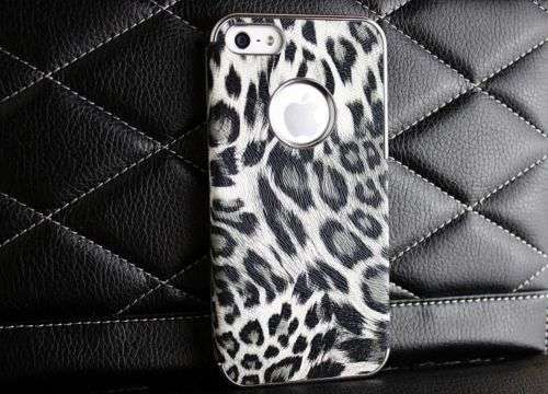 FASHION CHROME DELUXE LEOPARD PRINT HARD CASE COVER FOR IPHONE 5