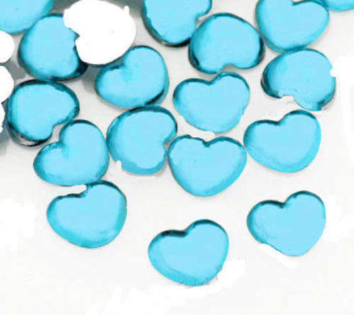100  PCS 2.5 * 2 MM LIGHT BLUE HEART ACRYLIC RHINESTONES NAIL ART & CRAFTS  FLAT BACK