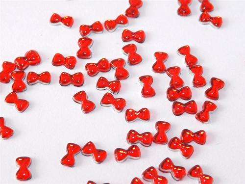 100 PCS 2 MM  BOW ACRYLIC RHINESTONES NAIL ART  & CRAFTS FLAT BACK - RED