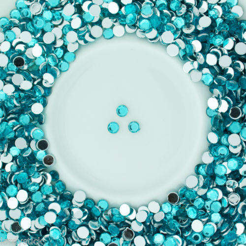 100 PCS 2.5 MM RESIN RHINESTONE GEMS ROUND FLAT BACK EMBELLISHMENTS FOR NAIL ARTS & CRAFTS - BLUE