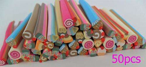 50 PCS MIXED CANDY STYLE FIMO CANES FOR NAIL ART OR CRAFTS