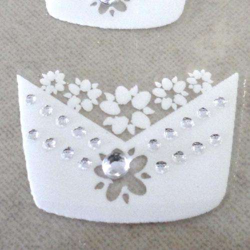 3D WEDDING FRENCH STYLE NAIL ART DECAL WITH RHINESTONES # 4