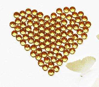 100PCS 2MM ROUND RHINESTONES FOR NAIL ART & CRAFTS - GOLD TOPAZ YELLOW