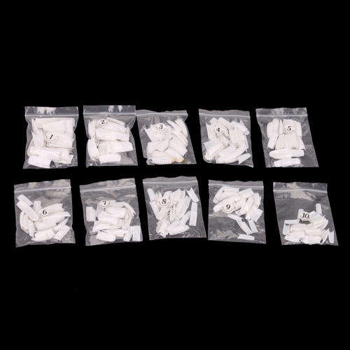 500PCS (10SIZES) WHITE FRENCH ACRYLIC FALSE NAIL ART TIPS