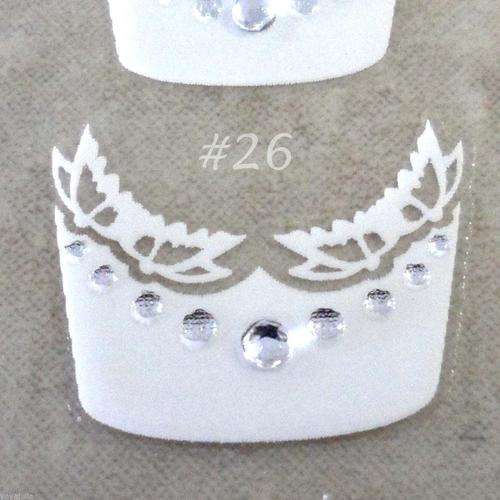 3D WEDDING FRENCH STYLE NAIL ART DECAL WITH RHINESTONES # 26