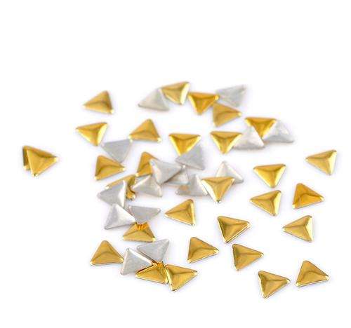 100PCs Gold Plated Triangle Metallic Nail Art Decoration Studs